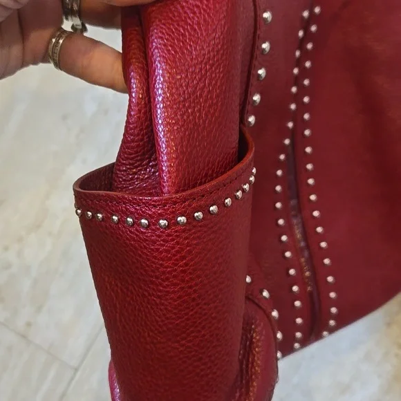 Brighton Andie Deep Burgundy Studded Pebbled Leather Shoulder Bag - Picture 6 of 16